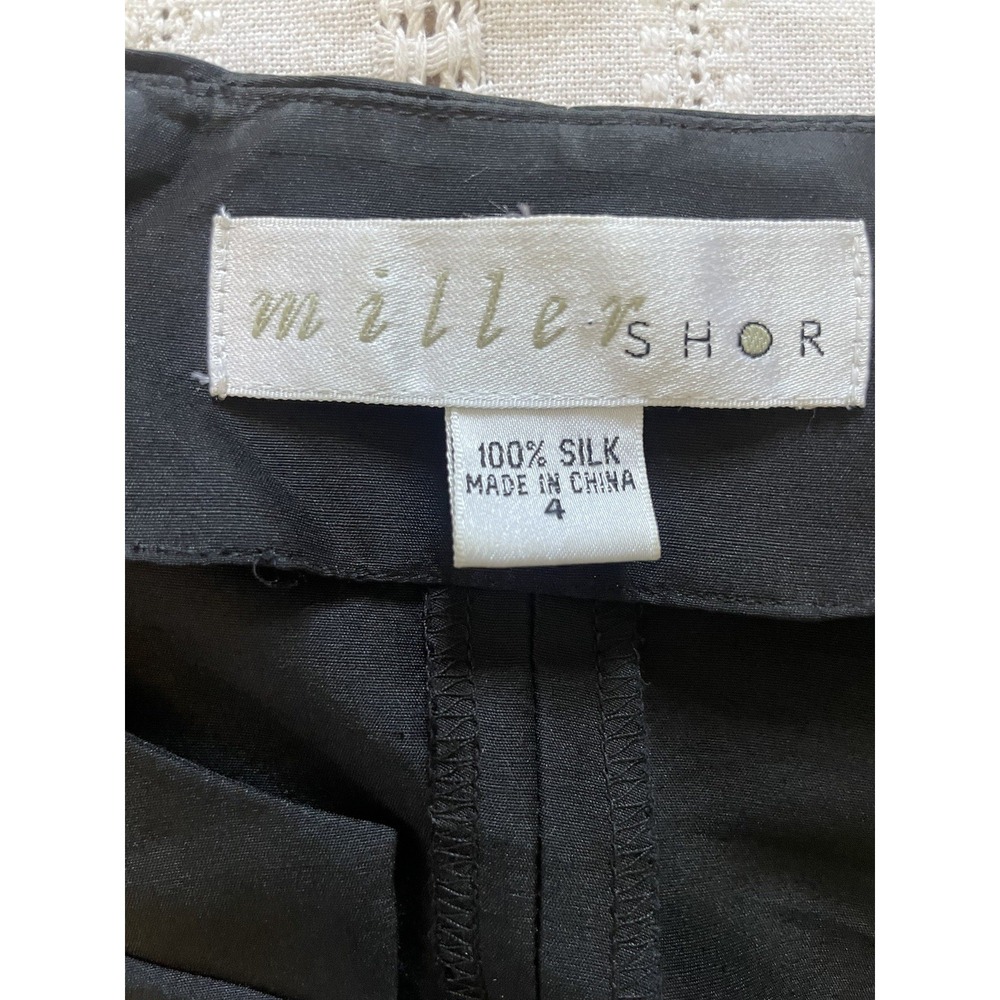 Miller Shor‎ 100% Silk VTG Gold Embroidered Minimalist Black Blazer Size 4 - Picture 6 of 9